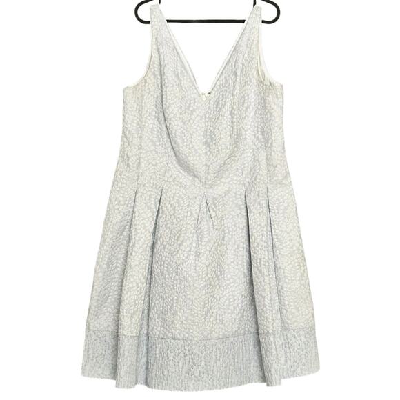 LAUREN RALPH LAUREN Brocade Floral Lt Blue Silver Pleated Sleeveless Dress-Sz 16 - Picture 1 of 6